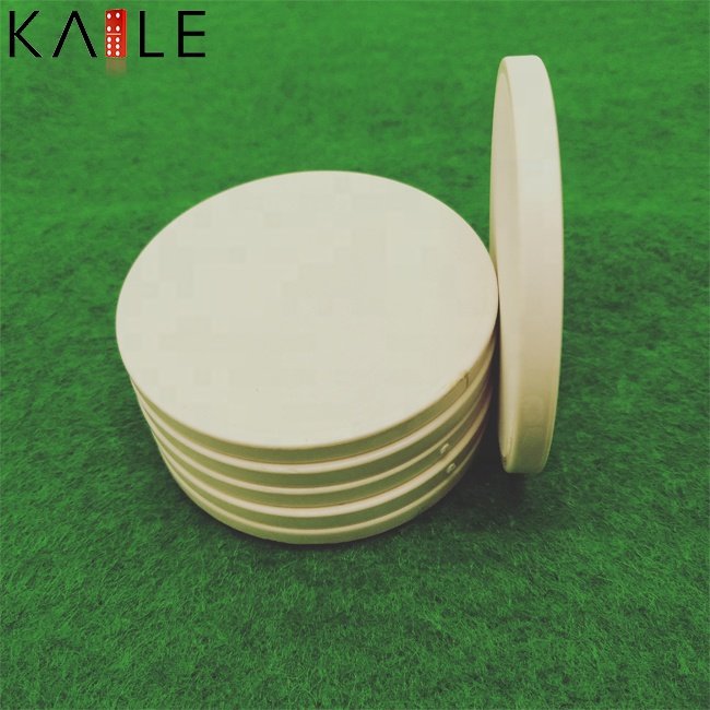 Factory supply 39mm cheap white poker chips ceramic blanks 10g per piece any logo design can print on chips for casino games