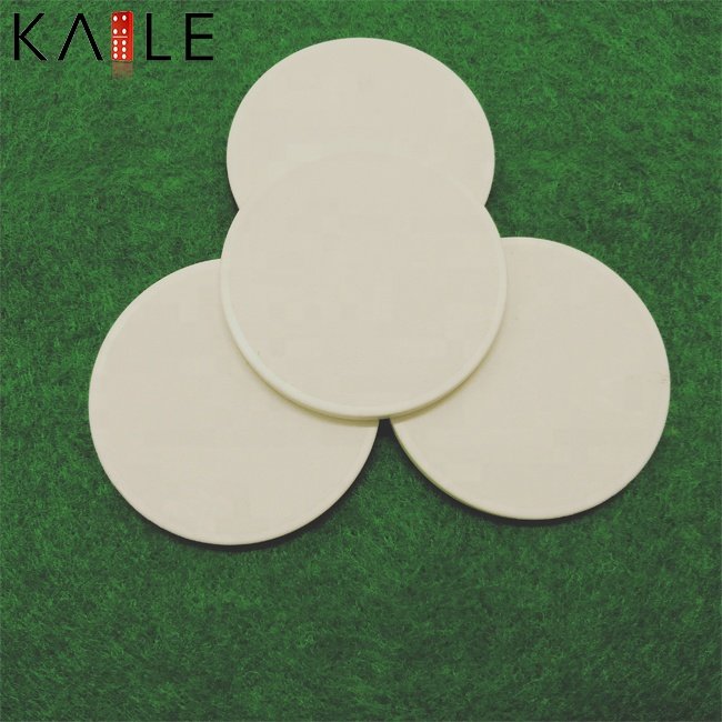 Factory supply 39mm cheap white poker chips ceramic blanks 10g per piece any logo design can print on chips for casino games