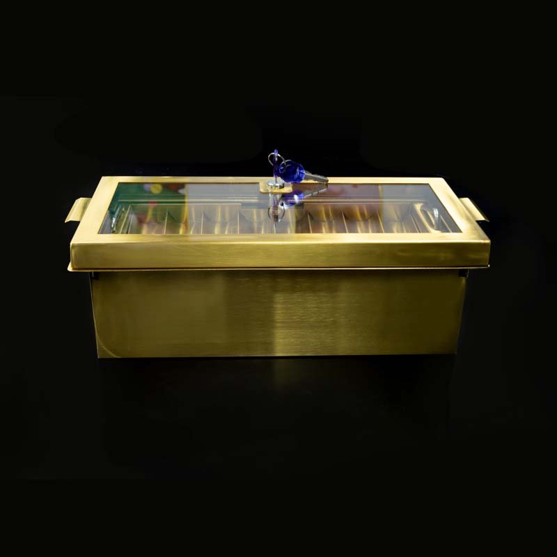 Customized casino metal gold poker chip tray, baccarat, Texas luxury double-layer chip tray