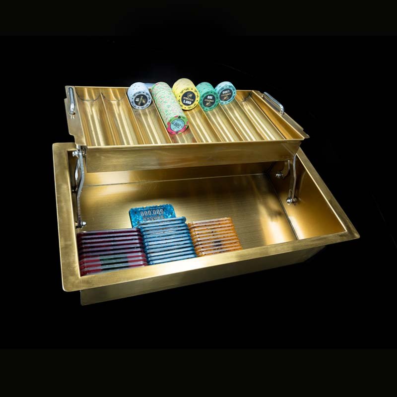 Customized casino metal gold poker chip tray, baccarat, Texas luxury double-layer chip tray