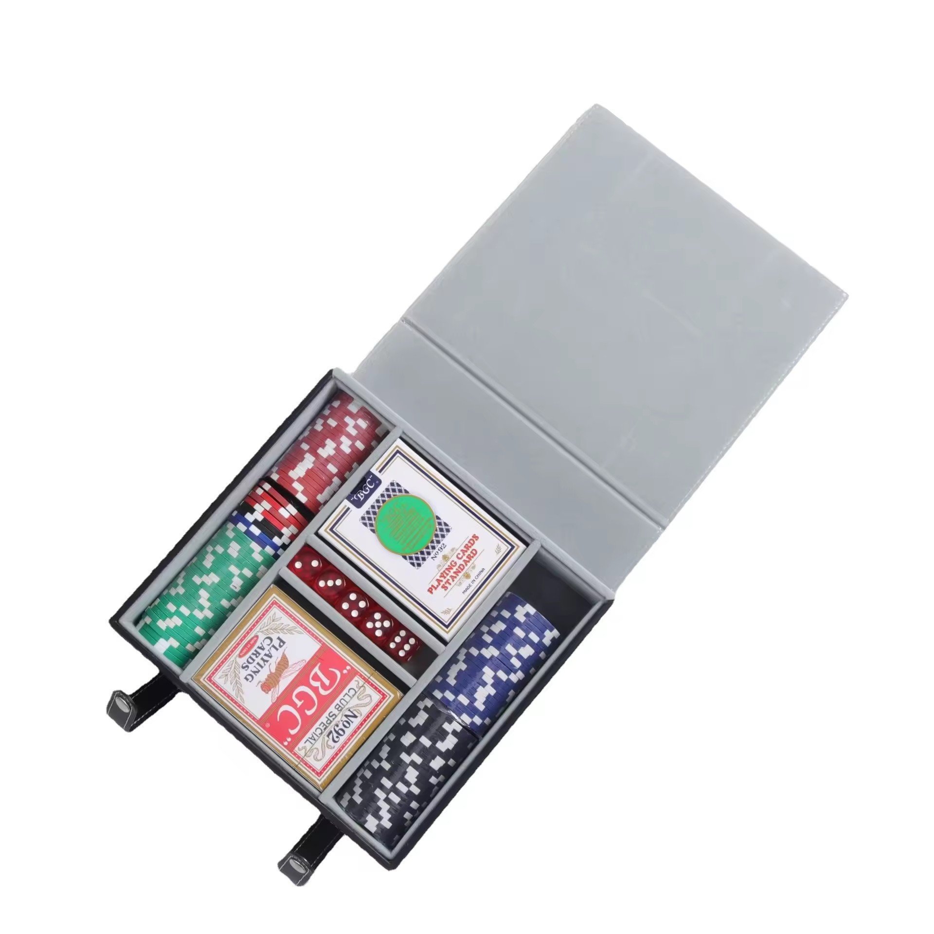 High-end Leather Entertainment Leisure Poker Chip Case Set Portable Pu Chip Storage Box Poker Set with Case Gift