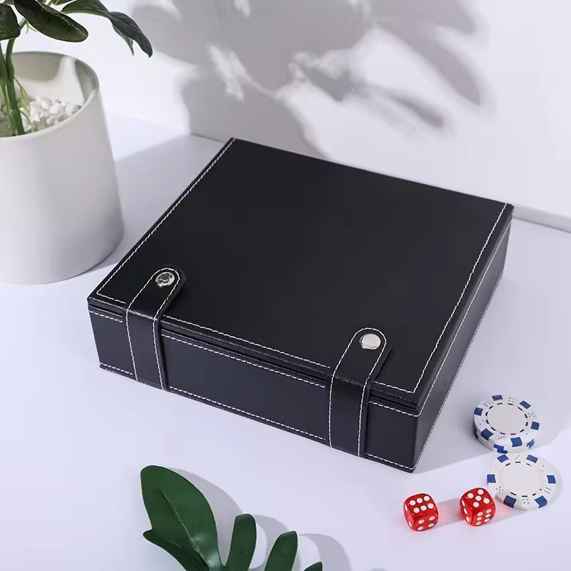 High-end Leather Entertainment Leisure Poker Chip Case Set Portable Pu Chip Storage Box Poker Set with Case Gift