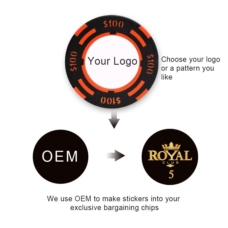 Anti-counterfeiting High Grade Casino Poker Chip Clay Chip Various Color Stickers Casino Poker Chips Custom