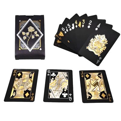 Custom LOGO Surface Finishing Material Packaging Printing High Quality Black Poker Gold/Silver Edge Plastic Paper Playing Cards