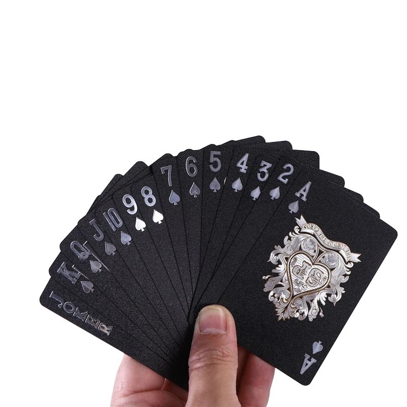 Custom LOGO Surface Finishing Material Packaging Printing High Quality Black Poker Gold/Silver Edge Plastic Paper Playing Cards