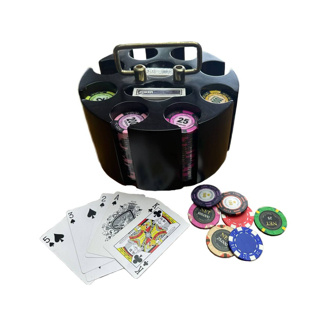 Factory large supply 200pcs casino poker chip wooden turntable sets