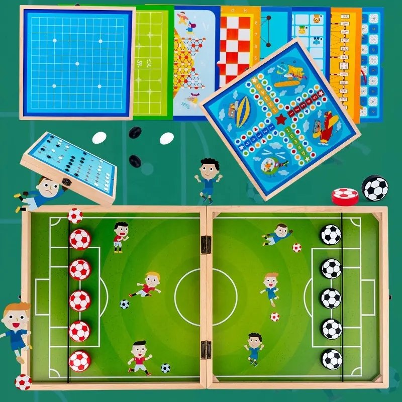 3 in 1 Fast Sling Puck Foosball Winner Board Game Foldable Desktop Hockey Puck Game with Family Party Game