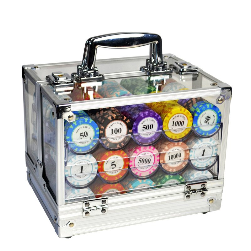 Hot Sale 600/1000 pcs/set Casino Baccarat Clay Monte Carlo Design Texas Hold'em Custom with Acrylic Box Poker Chip Sets Supplier