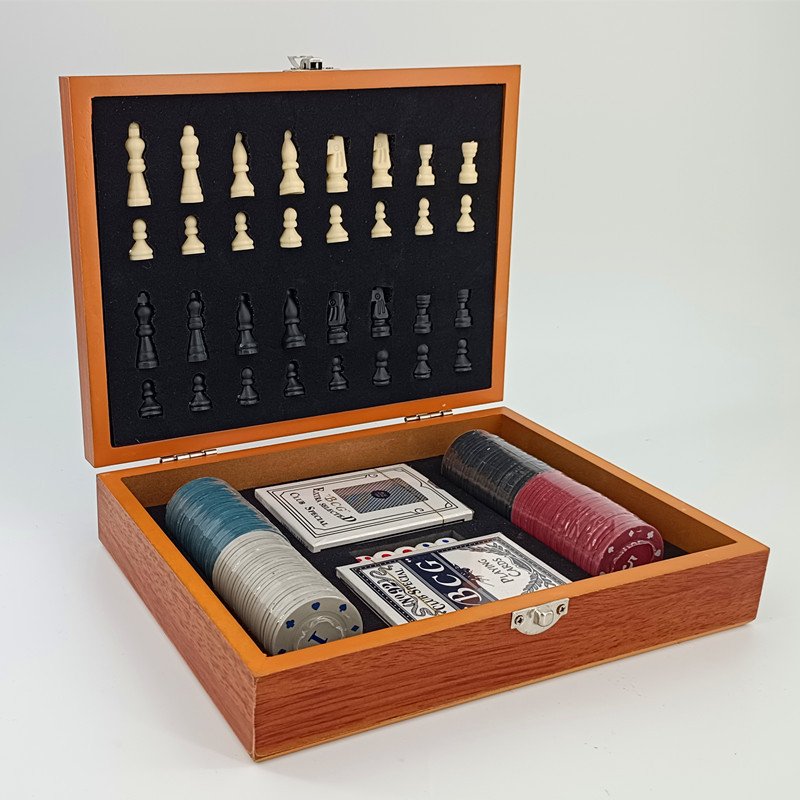 Hot Travel vintage strategy schach wooden chessboard chess staunton board domino divination poker chips dice game in luxury box
