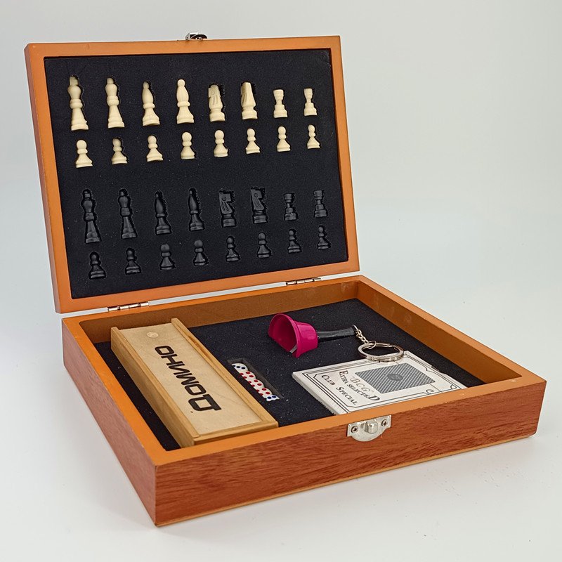 Hot Travel vintage strategy schach wooden chessboard chess staunton board domino divination poker chips dice game in luxury box