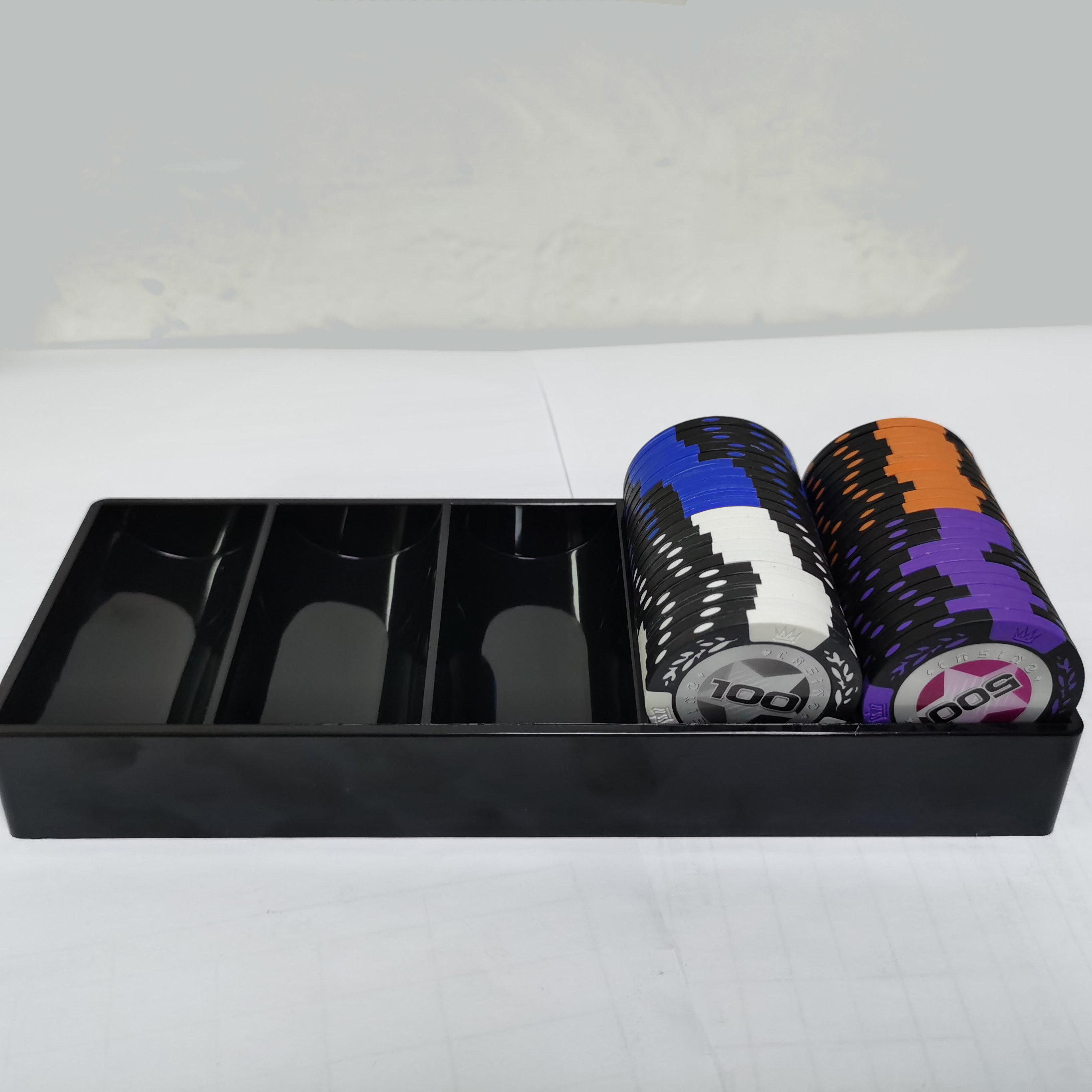 Hot Sale 100 Pieces Acrylic Poker Chip Holder 40mm Casino Black Chip Tray