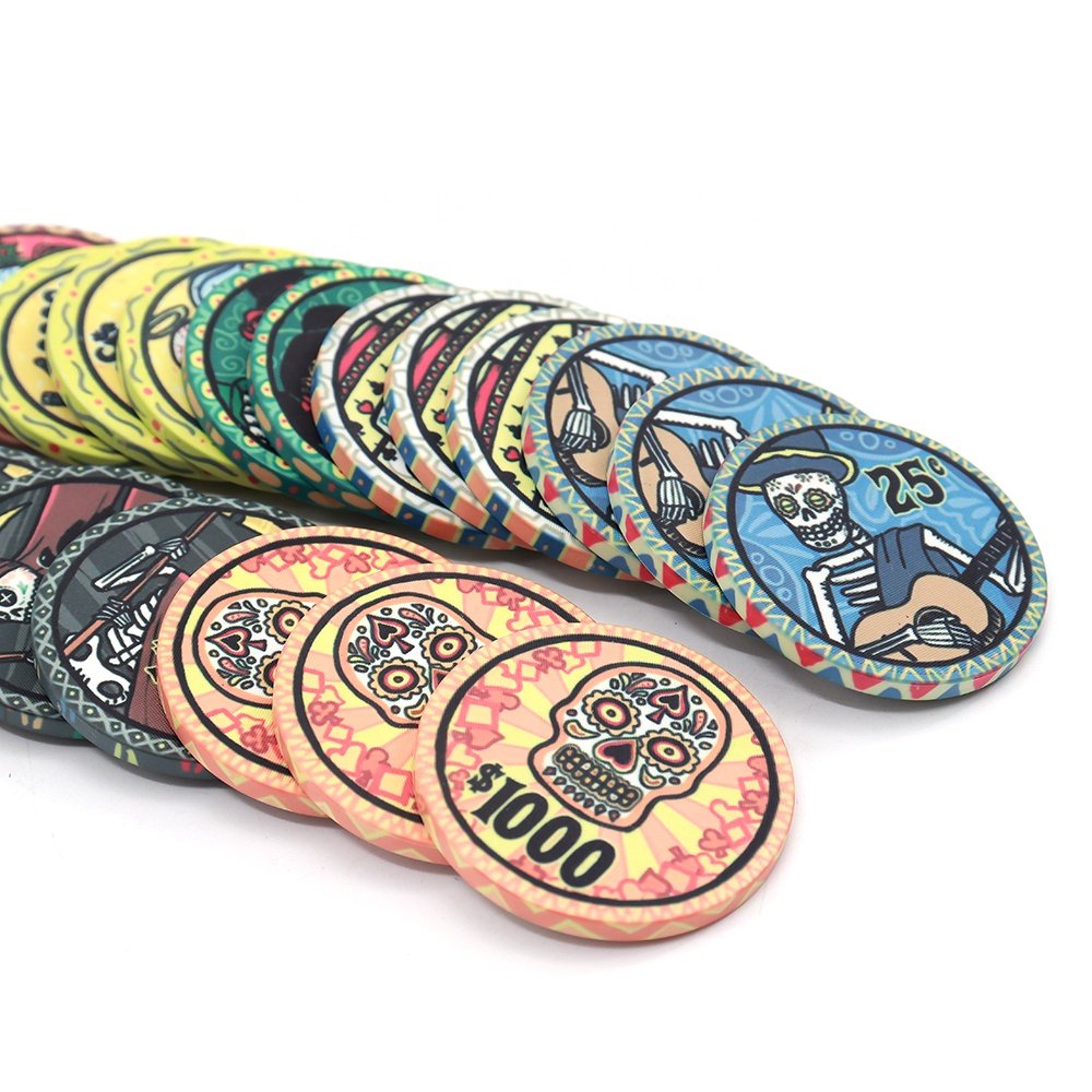 custom ceramic poker chips DIA DE LOS MUERTOS 10g 39mm high quality multi size poker room casino chips for gambling game