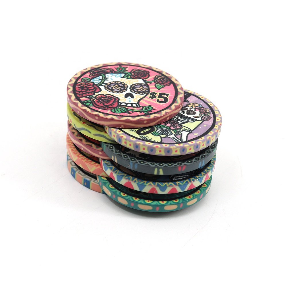 custom ceramic poker chips DIA DE LOS MUERTOS 10g 39mm high quality multi size poker room casino chips for gambling game