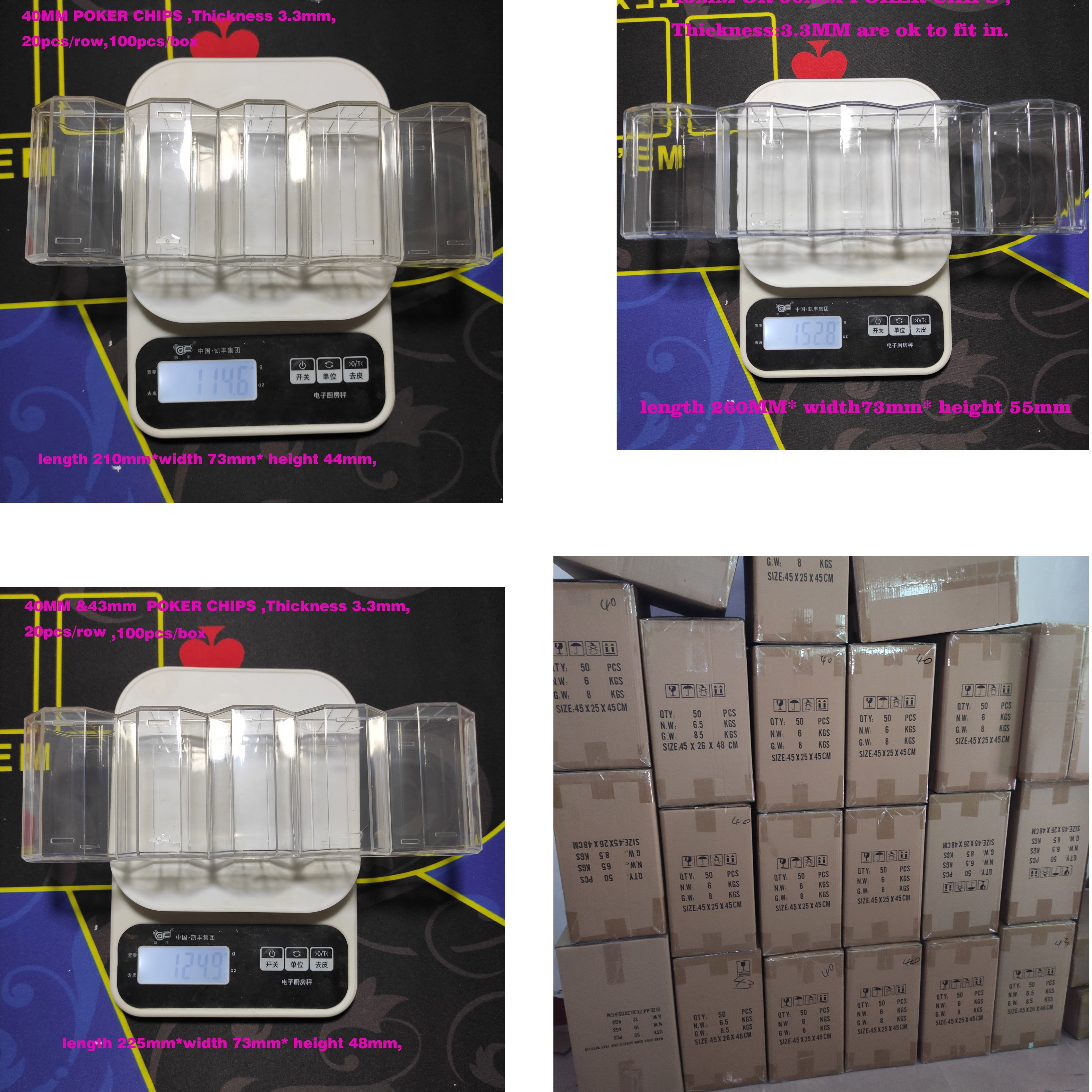 40mm 43MM 45MM acrylic poker chip racks box with cover or without cover