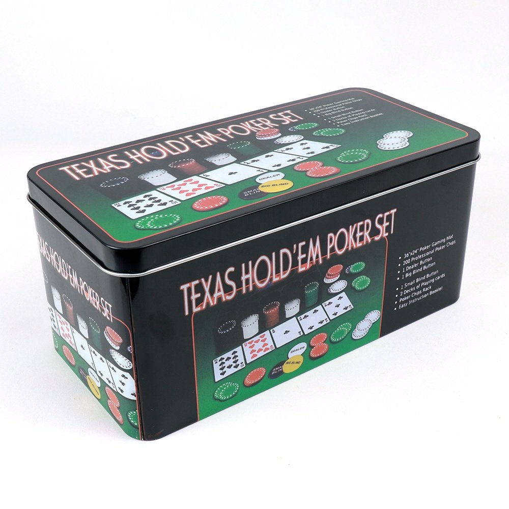 Professional 200 pp blackjack poker chips 4g 2 decks of cards set in tin box with accessaries custom logo for casino game