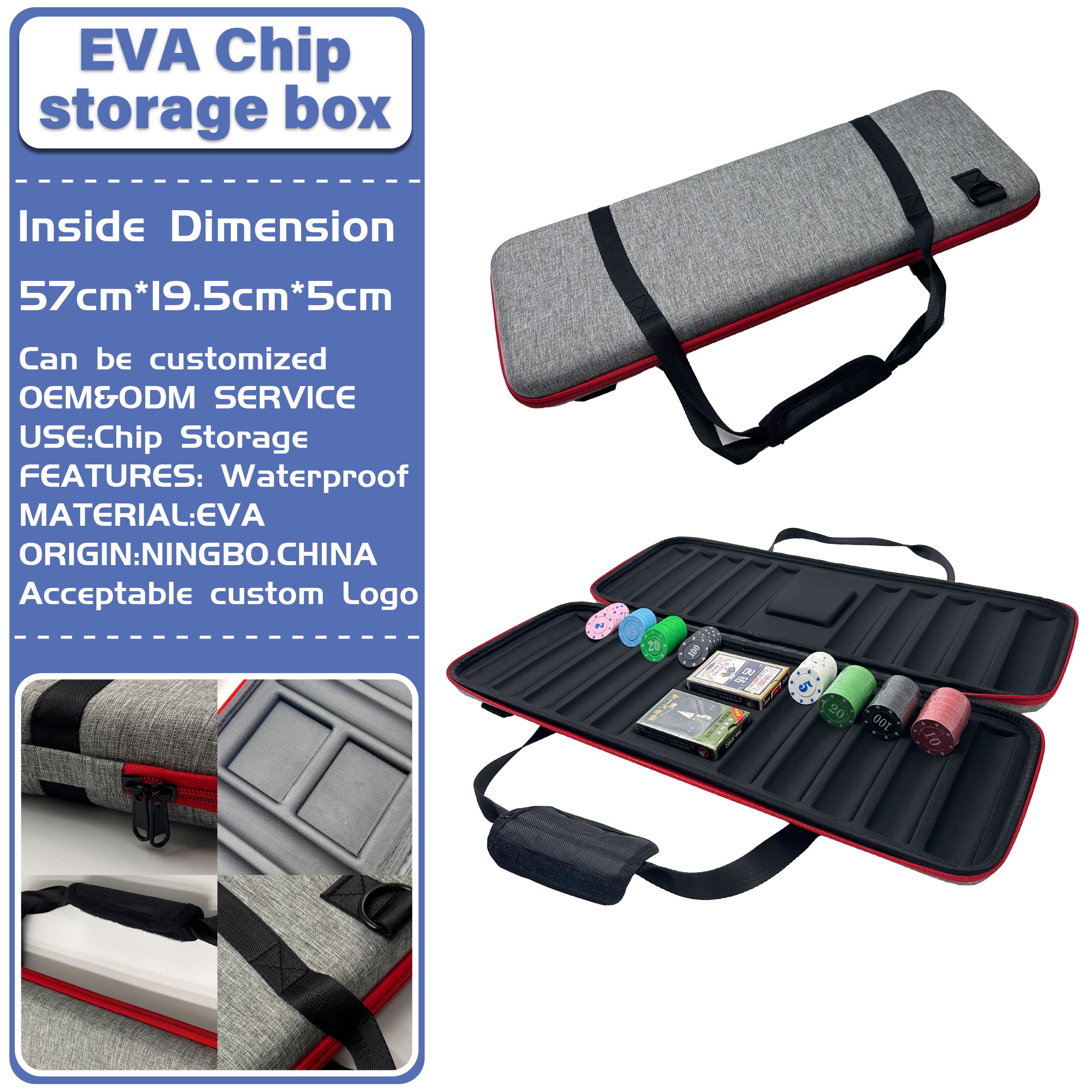 Manufacturer Custom Eva Hard Shell Poker Chip Case,Light Weight Yet Extremely Durable 500/300 Chip Capacity