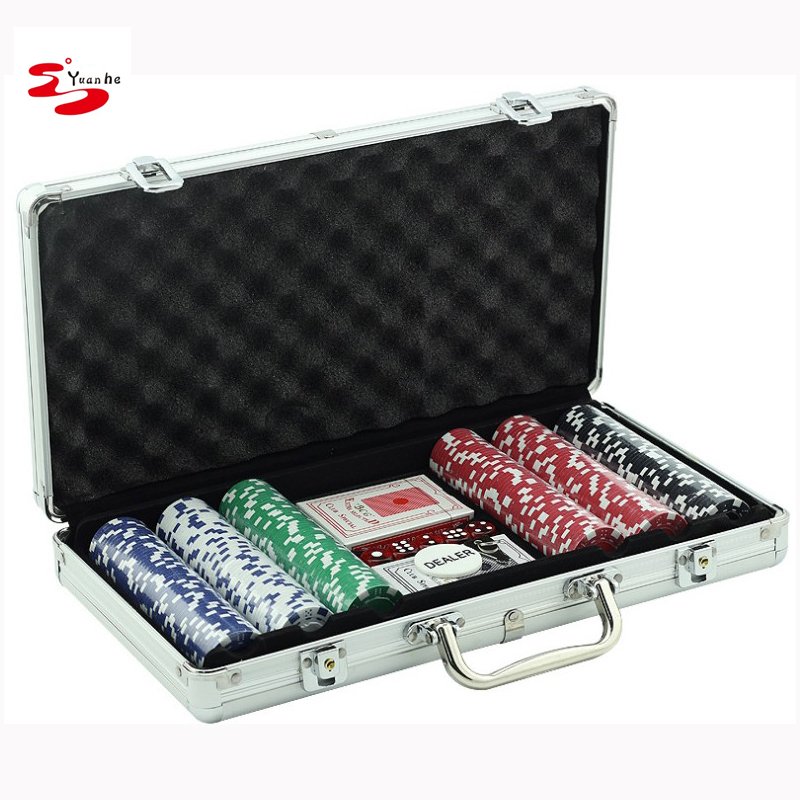 300 Casino Chip Texas Hold'em Style Poker Chip Aluminum Case Set