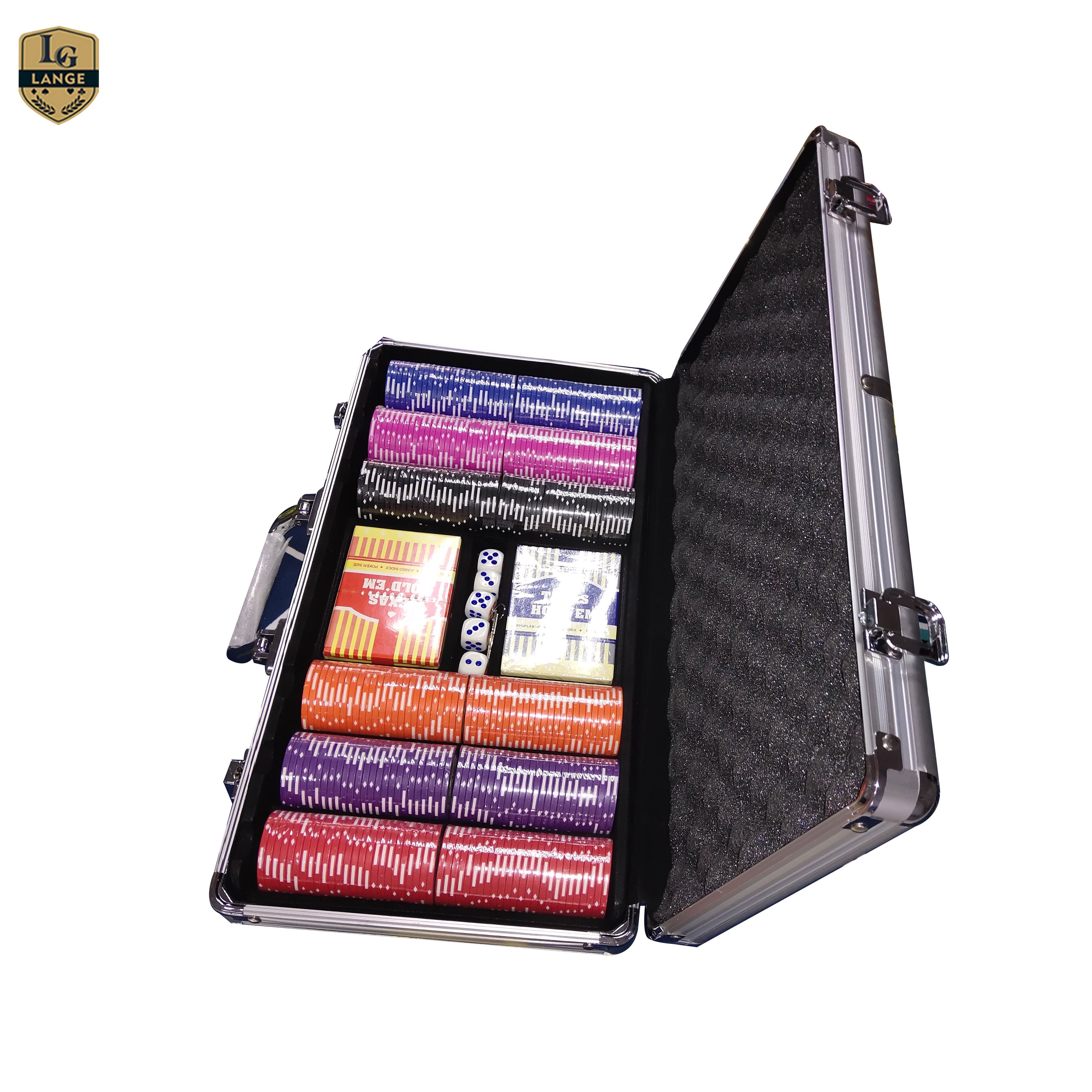 LANGE Wholesale 14 gram Casino Clay Poker Chip Set Professional With Custom value And Sticker