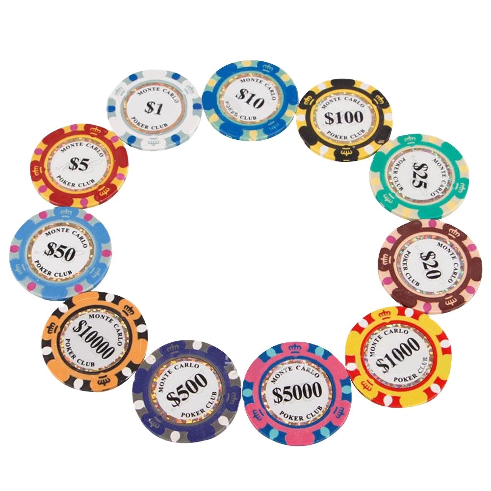 12.5g Clay Casino Texas Poker Chip Set Metal Coins Monte Carlo Chips Poker Club Accessories