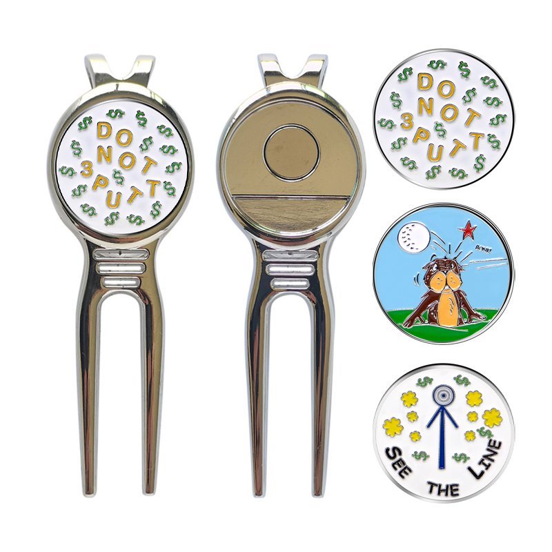 Low MOQ Golf Ball Marker Coin Magnetic Golf Ball Marker Divot Tool Golf Ball Marker Custom