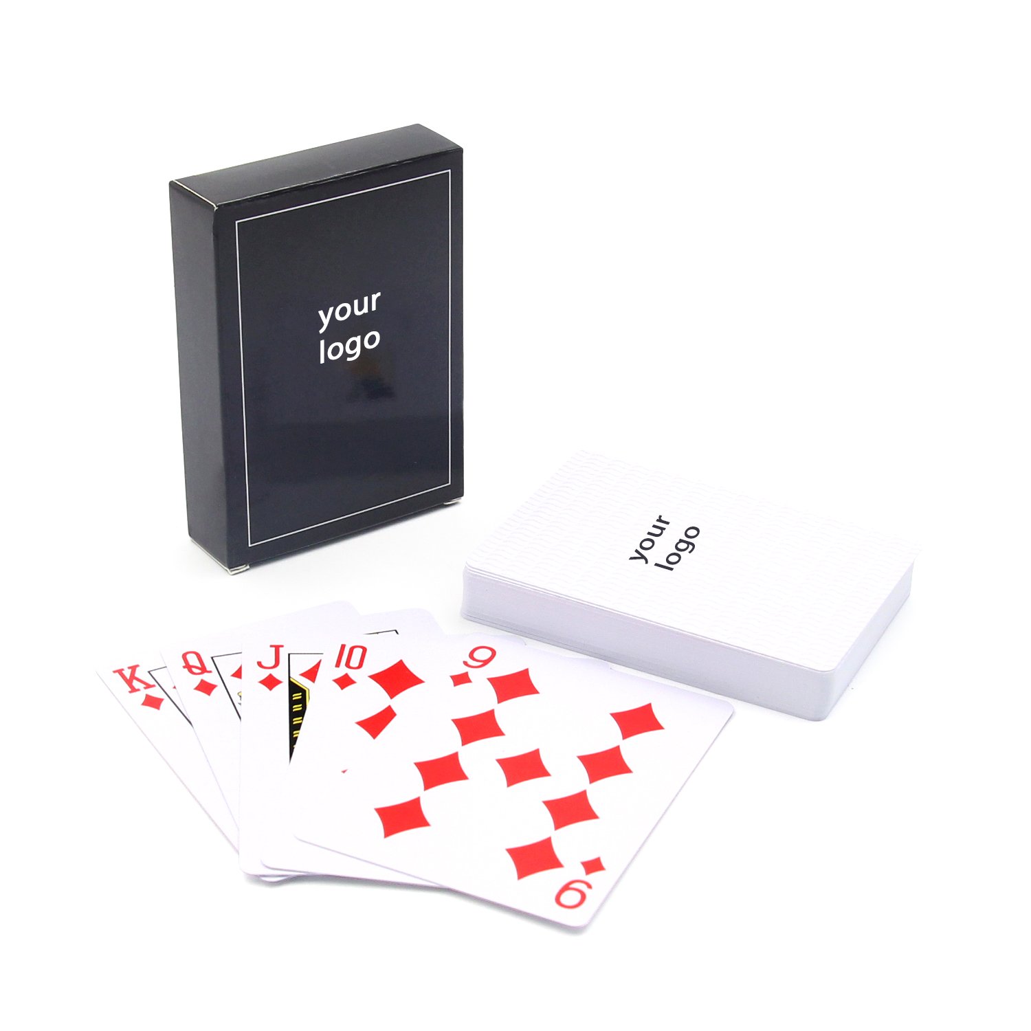 Professional factory custom logo design plastic playing cards with chip