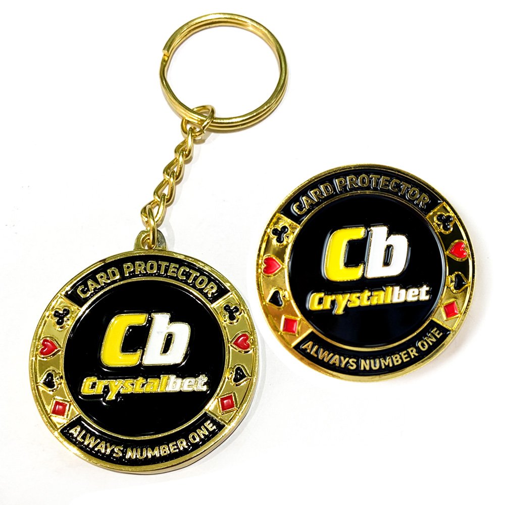 Custom gold plated Metal Poker Chip Guard Card Protector coin and Poker Game lucky token coin