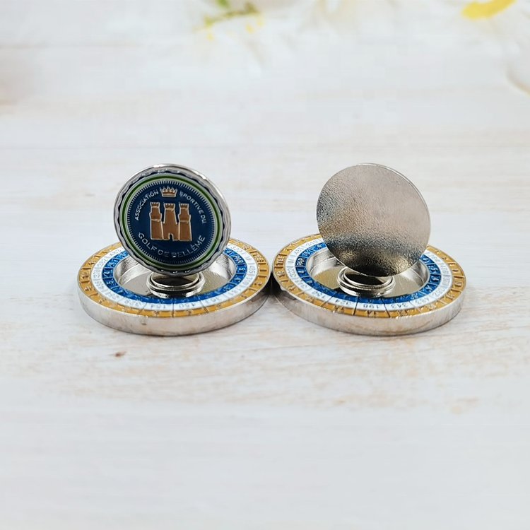 Wholesale Custom metal magnetic golf club poker chips ball markers hammered edge ball marker customized
