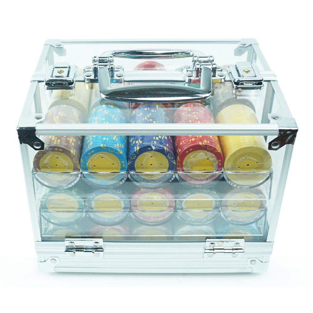 600pcs poker chips set box of acrylic of two-side opening case for ready to ship without chips