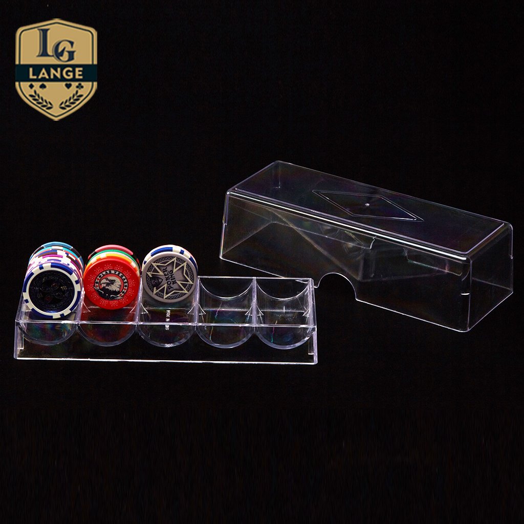 100 Chips Holder Box Professional Casino Acrylic Display Rack Poker Chip Tray