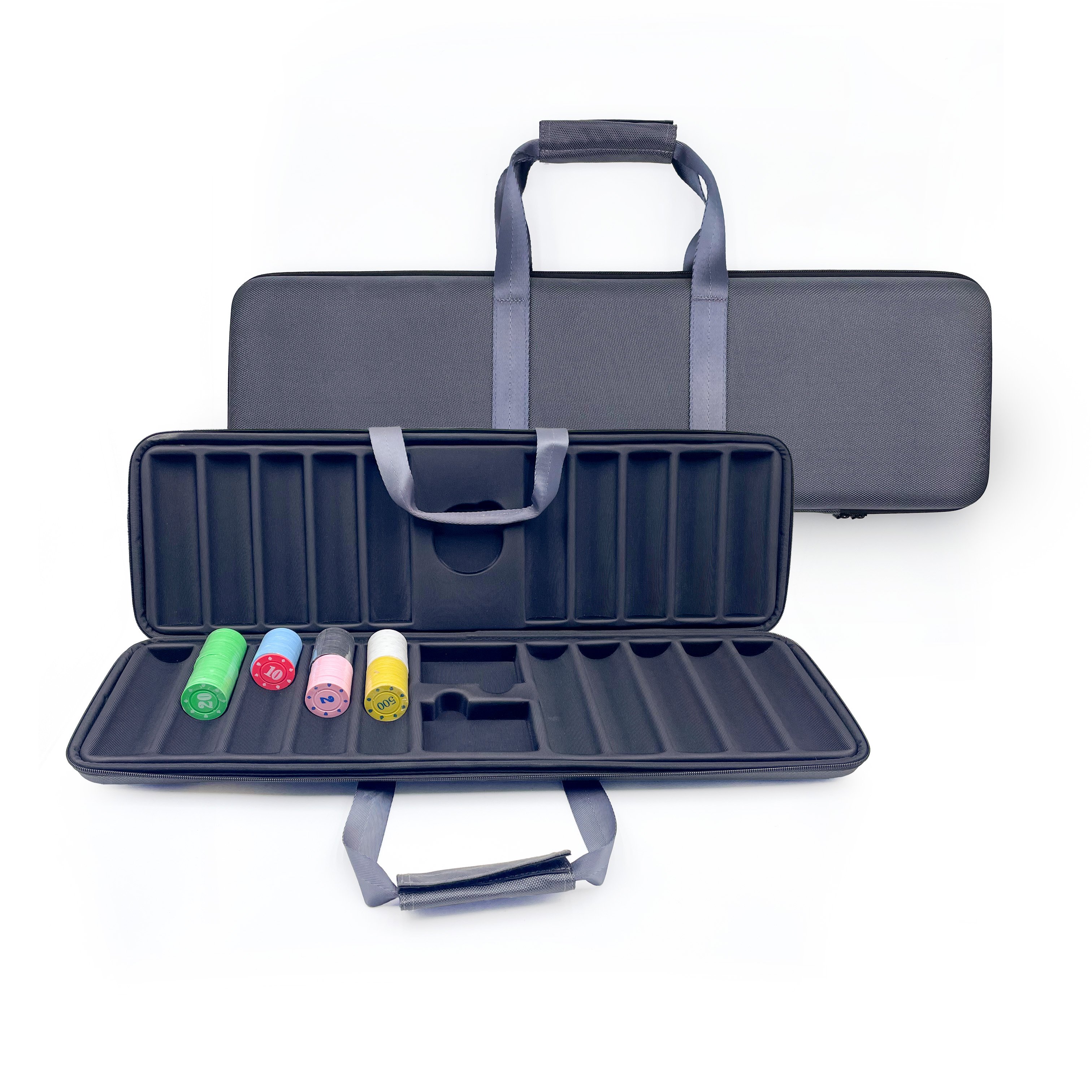 Customize Casino Entertainment Plastic Professional Custom Portable Casino Chip Poker Box Game Set EVA Hard Chip Case