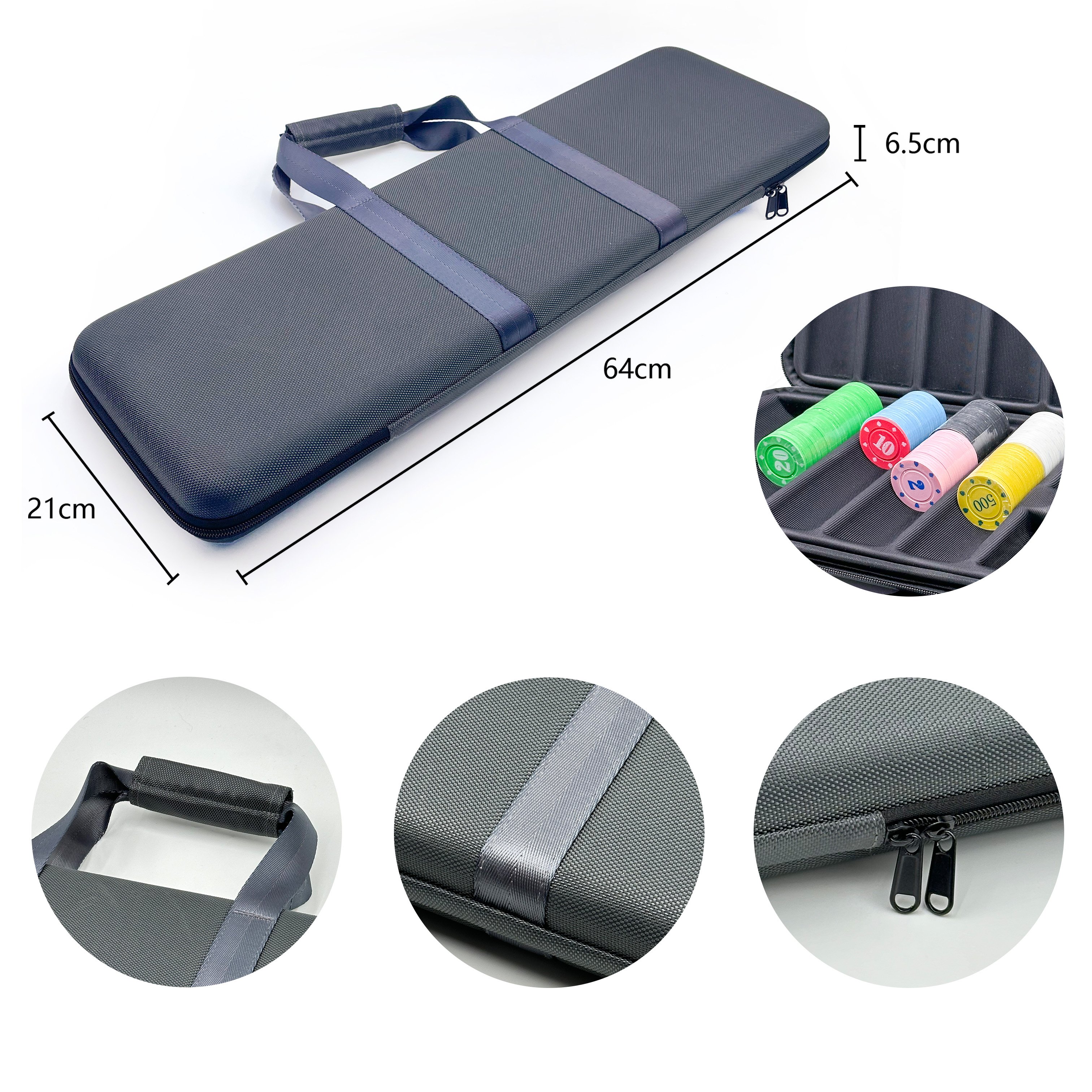 Customize Casino Entertainment Plastic Professional Custom Portable Casino Chip Poker Box Game Set EVA Hard Chip Case