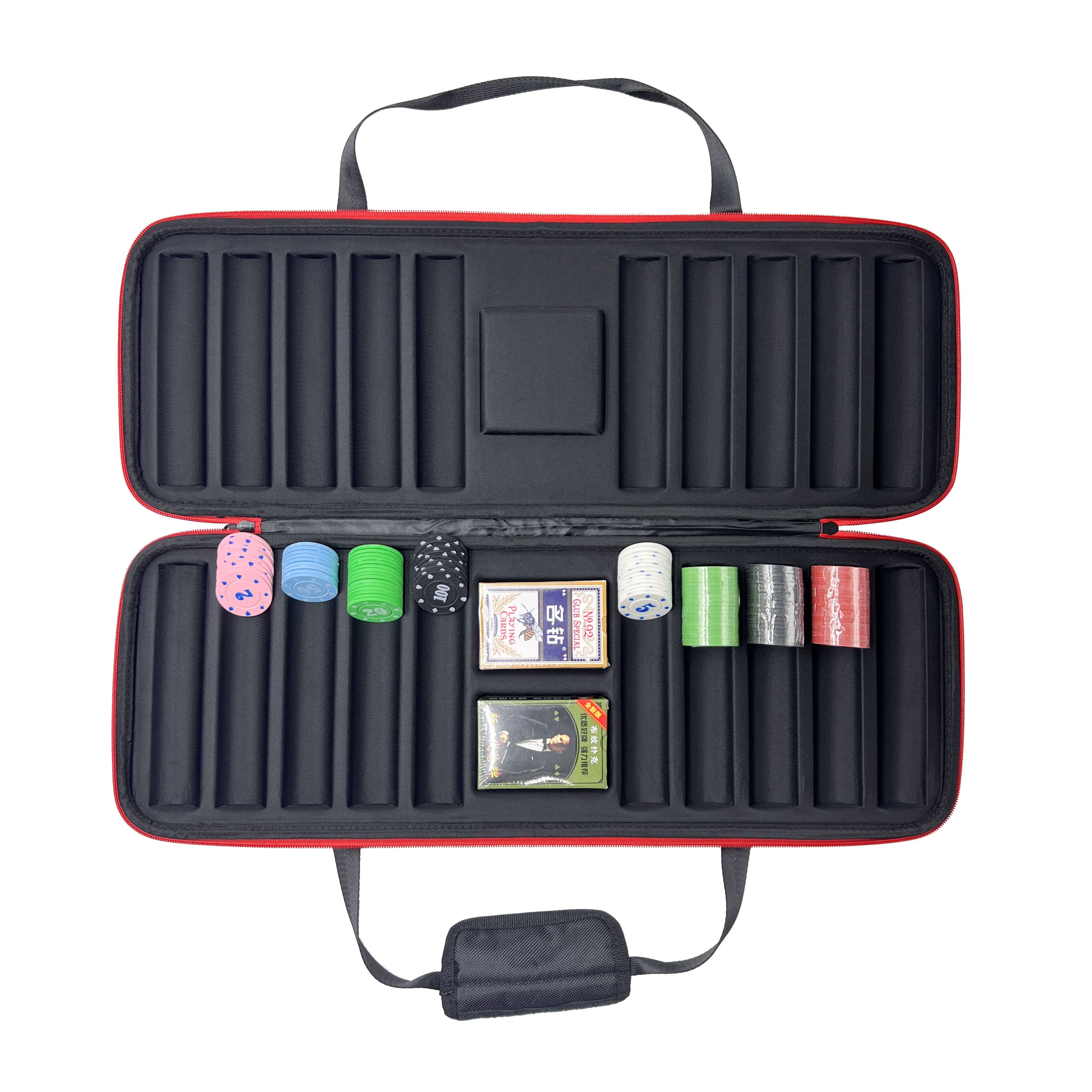 Customize Casino Entertainment Plastic Professional Custom Portable Casino Chip Poker Box Game Set EVA Hard Chip Case