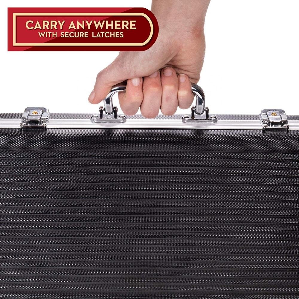 300 ct. Black ABS Plastic Poker Chip Case | Holds 300 Chips and 2 Decks of Cards | Lightweight, Sturdy Portable Carry Case