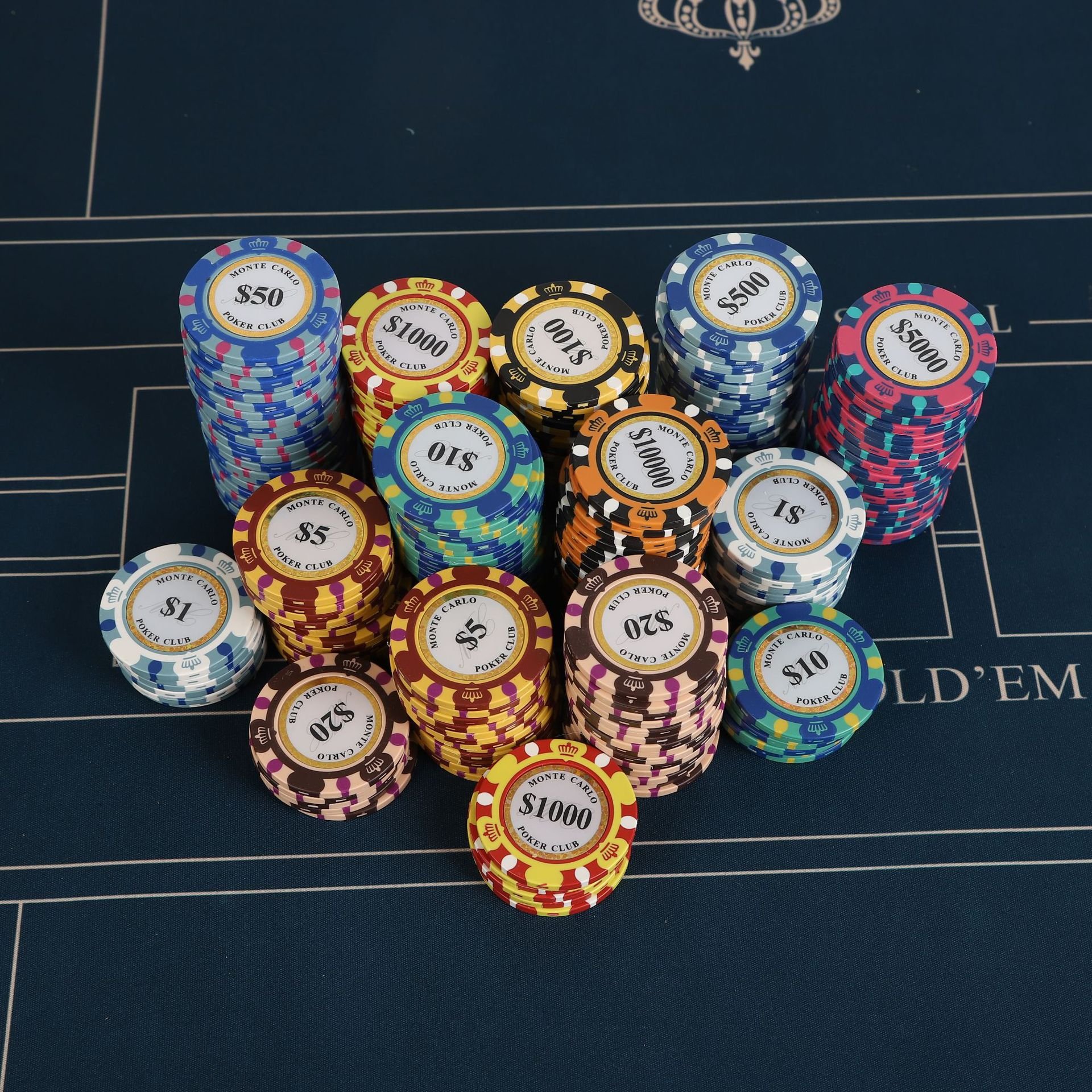 High Quality Professional 14g Casino Token Set Custom Logo Las Vegas Crown ABS Ceramic Clay Texas Hold'em Poker Chips