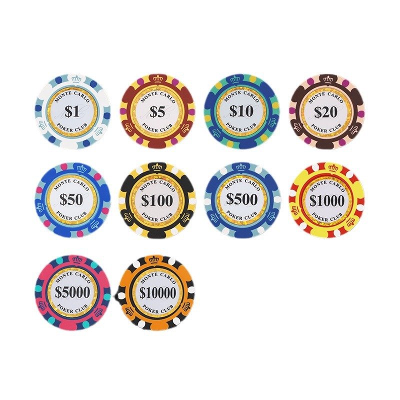 High Quality Professional 14g Casino Token Set Custom Logo Las Vegas Crown ABS Ceramic Clay Texas Hold'em Poker Chips