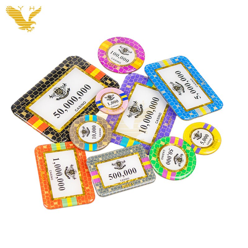 YH Bright Color Rectangular Poker Chips Custom Poker-Chips Acrylic Poker Chips And Plaque