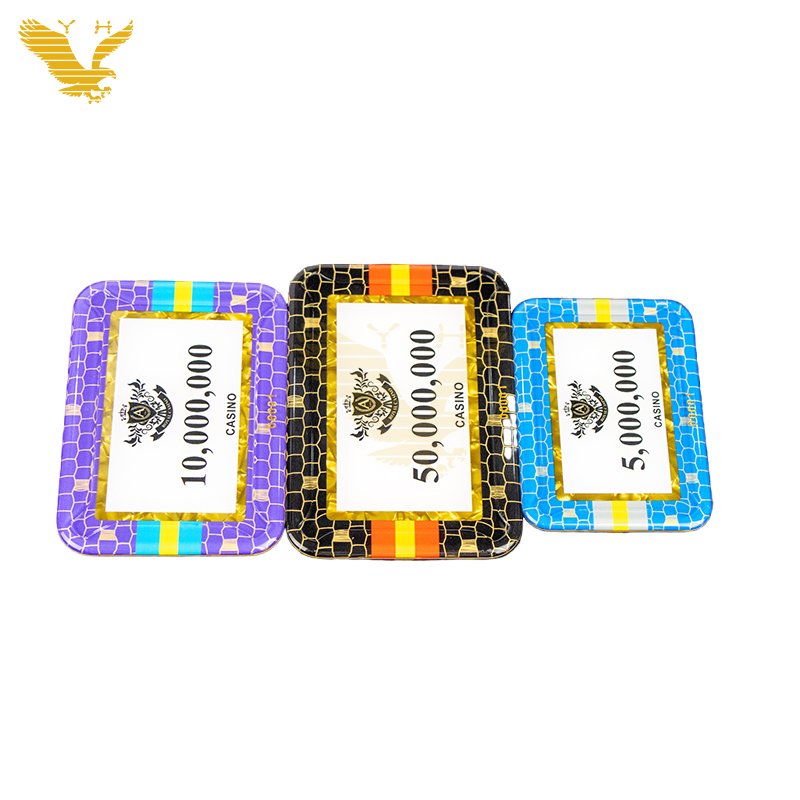 YH Bright Color Rectangular Poker Chips Custom Poker-Chips Acrylic Poker Chips And Plaque