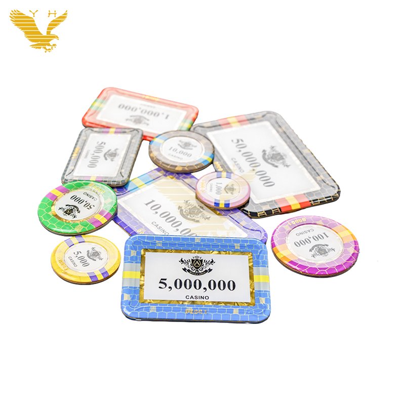 YH Bright Color Rectangular Poker Chips Custom Poker-Chips Acrylic Poker Chips And Plaque