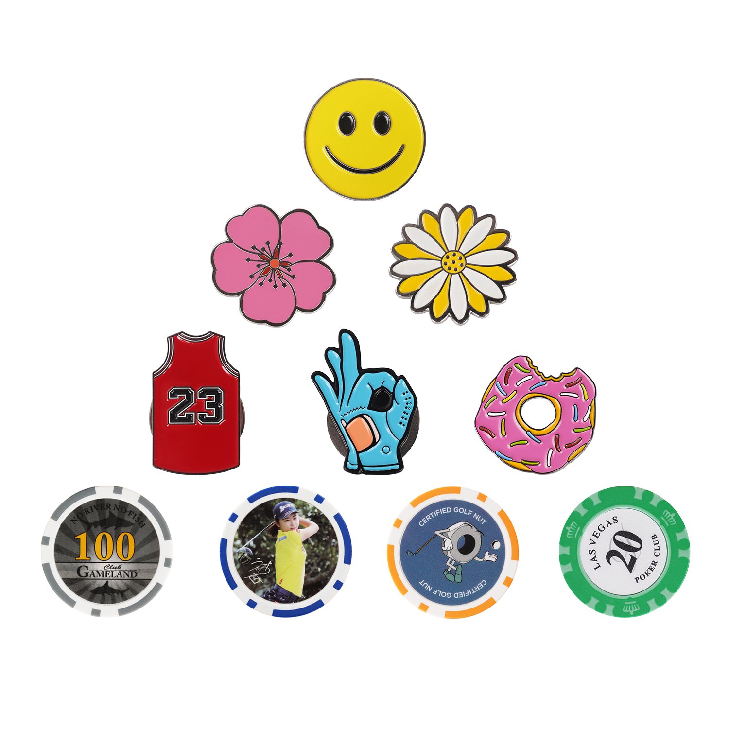 Best Price Various design Novelty Ball Markers Golf Accesory Custom Logo Golf Ball Marker Metal