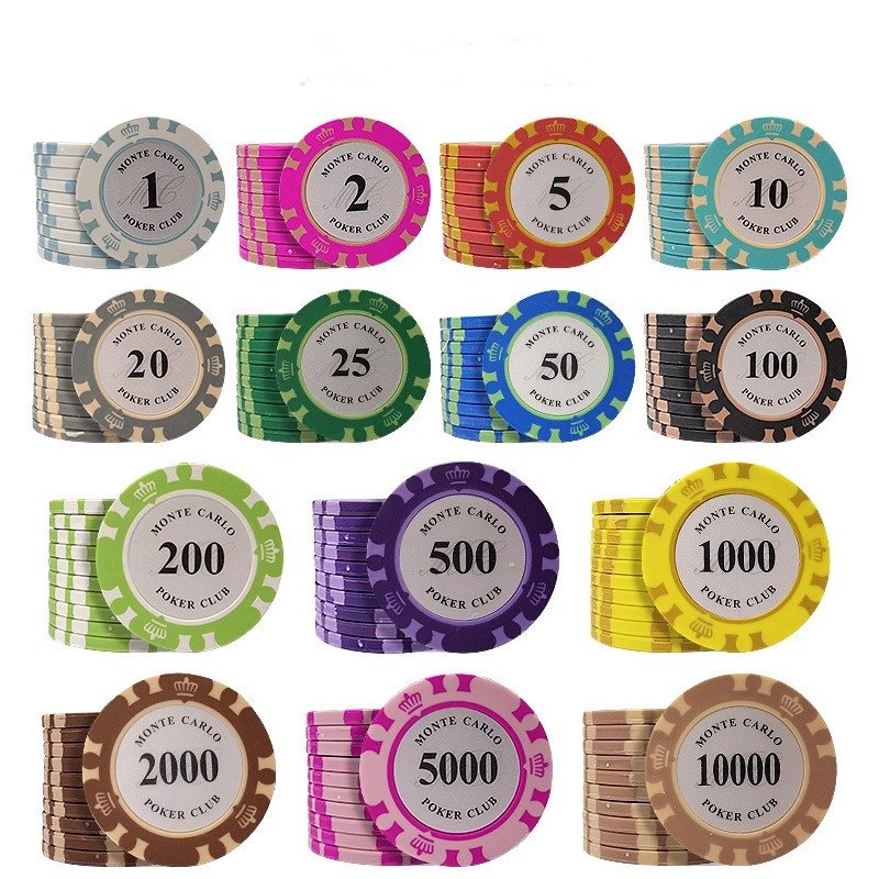 Wholesale 40mm Clay Poker Chips With Numbers 14g Casino Gambling Game For Texas Hold'em Blackjack