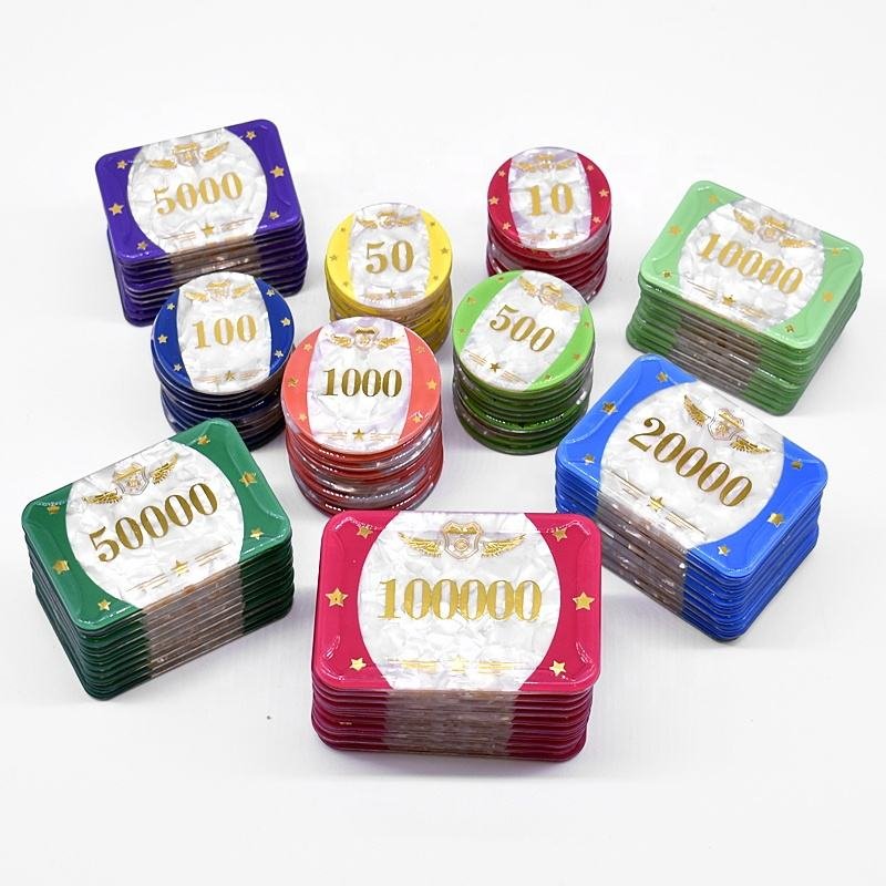YH Poker Chips Set Luxury Custom Made Casino Acrylic Poker Chip Plaques Poker Square Chip