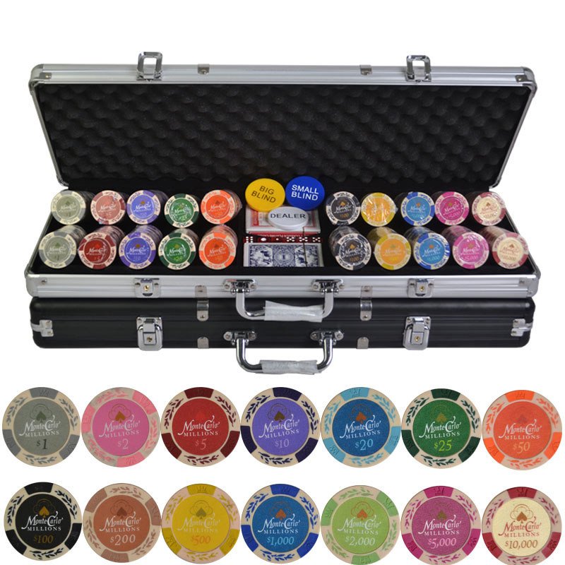 500pcs/set 14g Casino Poker Chips Sets,Colorful Clay Chips Texas Hold'em Chips Sets + Metal Box