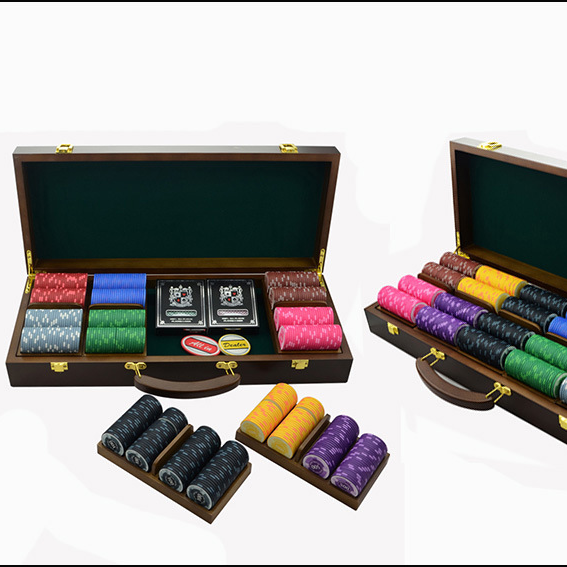 500 pcs Casino Poker Chips Set With Wooden Case