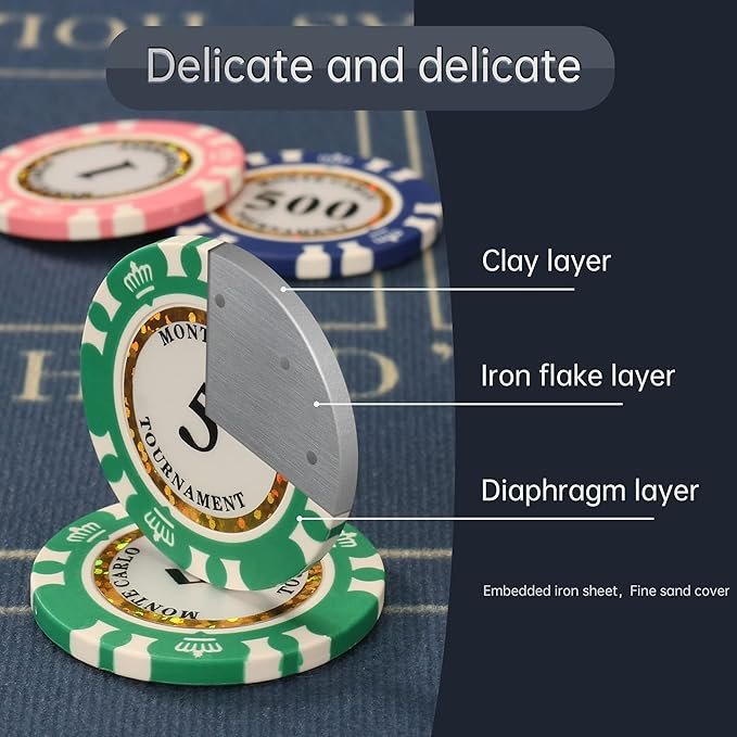 AYPC Wholesale 500PCS Poker Chip Set with Aluminum Travel Case for Texas Hold'em Blackjack Gambling Casino Poker Chips set