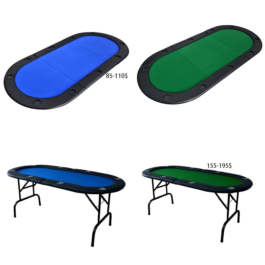 Texas Hold 'em Poker/Casino Game Table With Leather Cushioned Rail 10 Player Folding Gambling Table