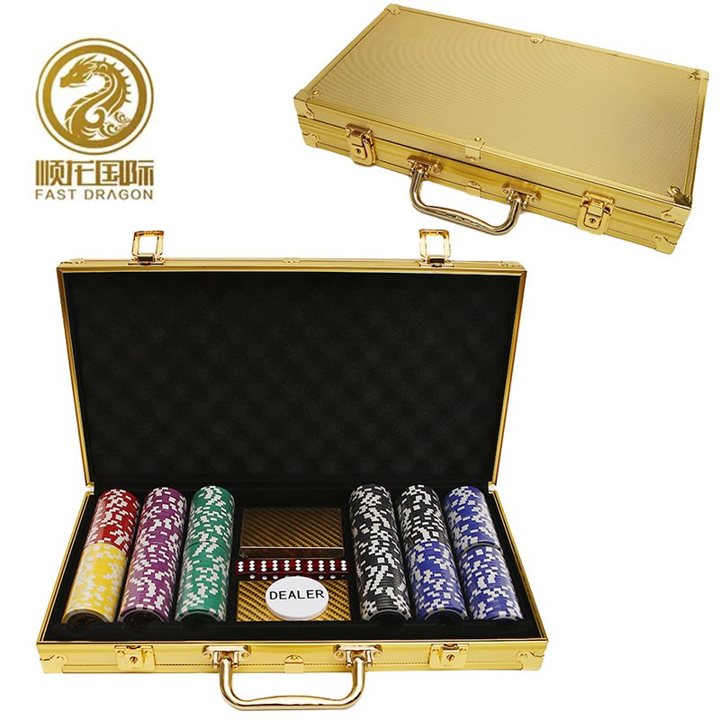 300 500 golden aluminum case for 40 43mm poker chips set box for storage chip and casino accessories