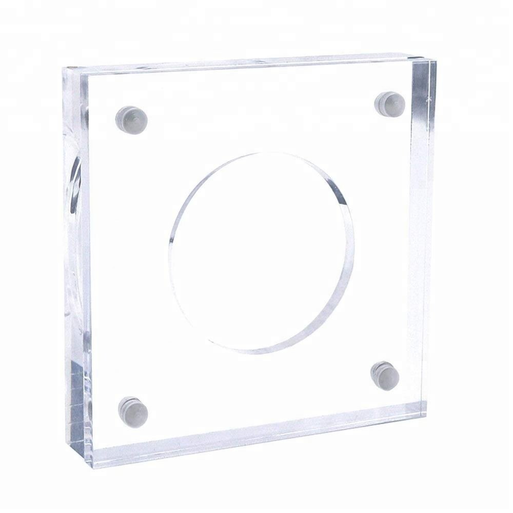 Acrylic Magnet Coin Display Stand Lucite Coin Poker Chip Display Holder Case Single Souvenir Coin Display Case