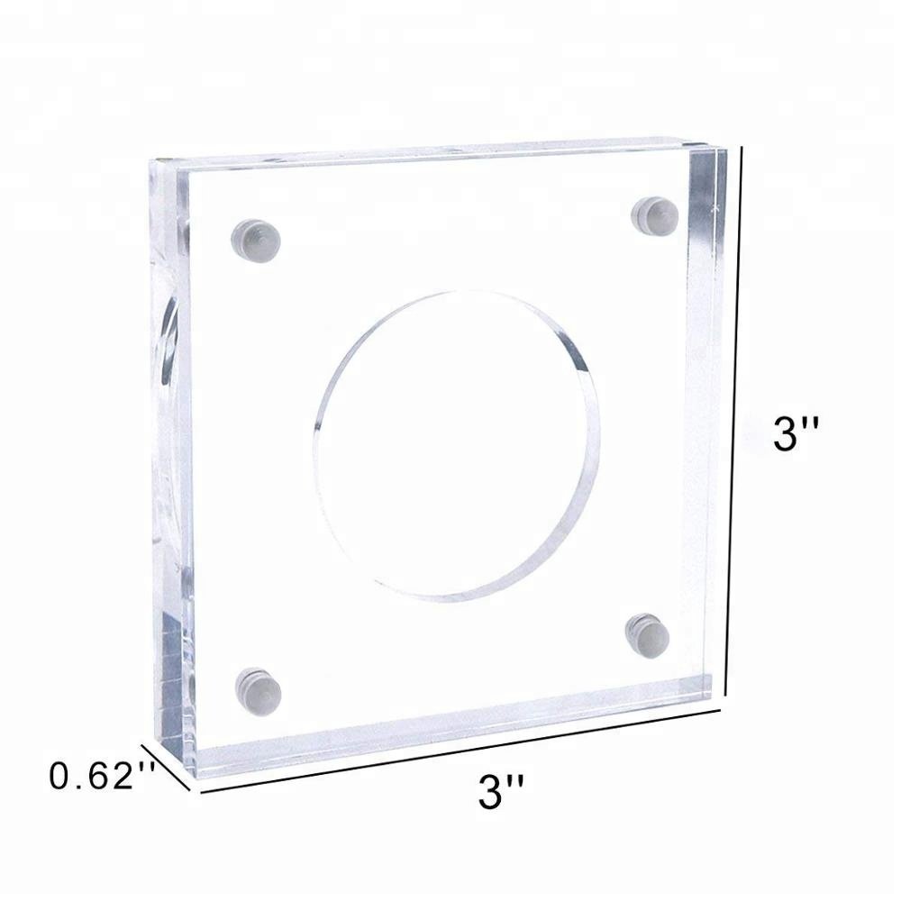 Acrylic Magnet Coin Display Stand Lucite Coin Poker Chip Display Holder Case Single Souvenir Coin Display Case