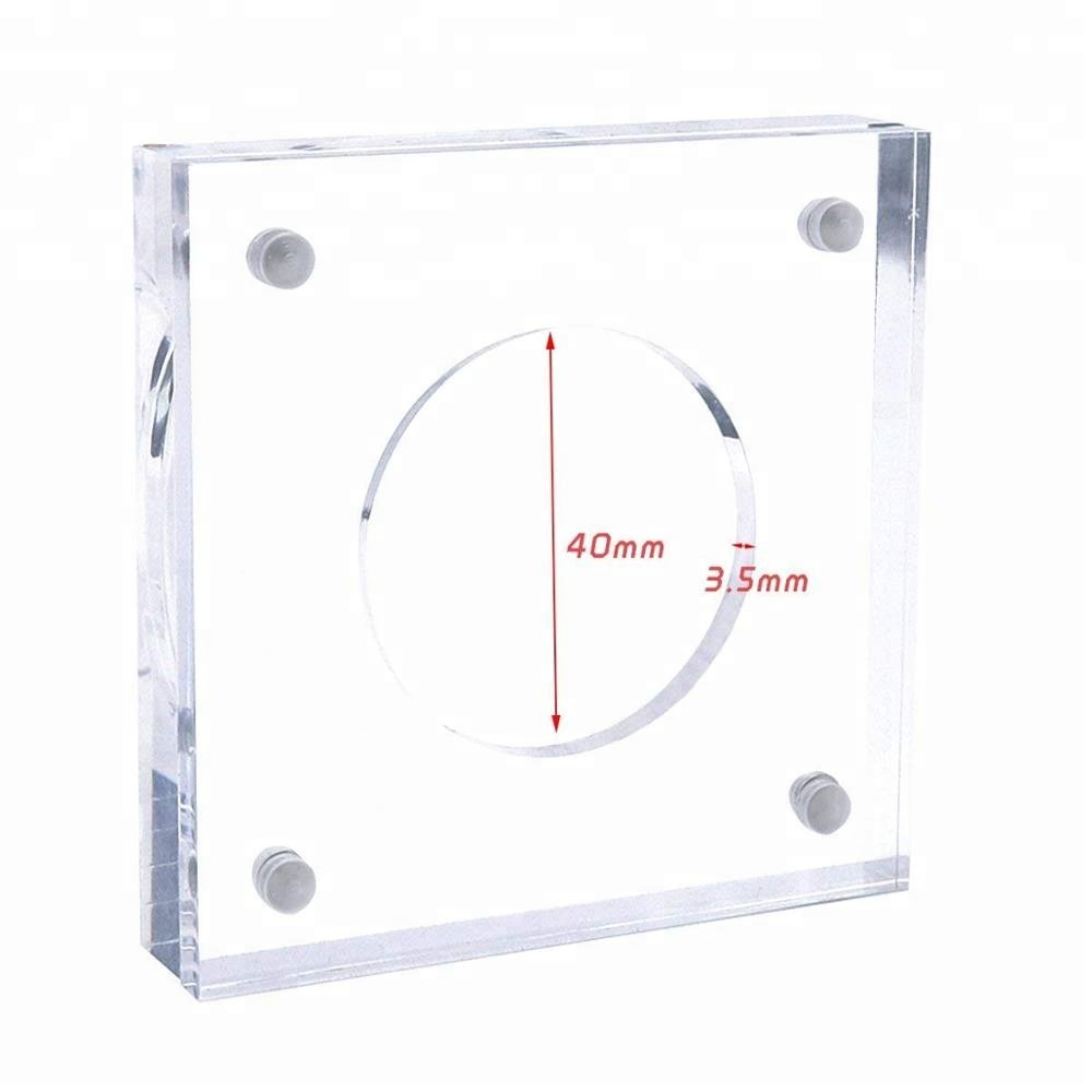 Acrylic Magnet Coin Display Stand Lucite Coin Poker Chip Display Holder Case Single Souvenir Coin Display Case