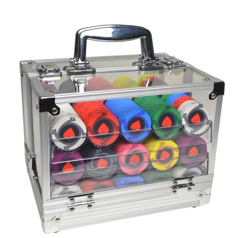 Boite a jetons en acrylique jeu de jetons de poker qualite casino avec accessoires Ceramic chips set